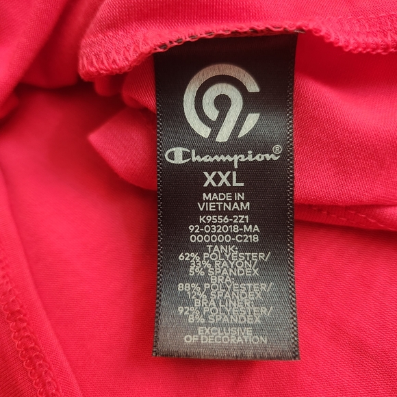 CHAMPION Womens Work Out Tank Built In Bra PLUS Size XXL Pink+Black - Picture 9 of 11